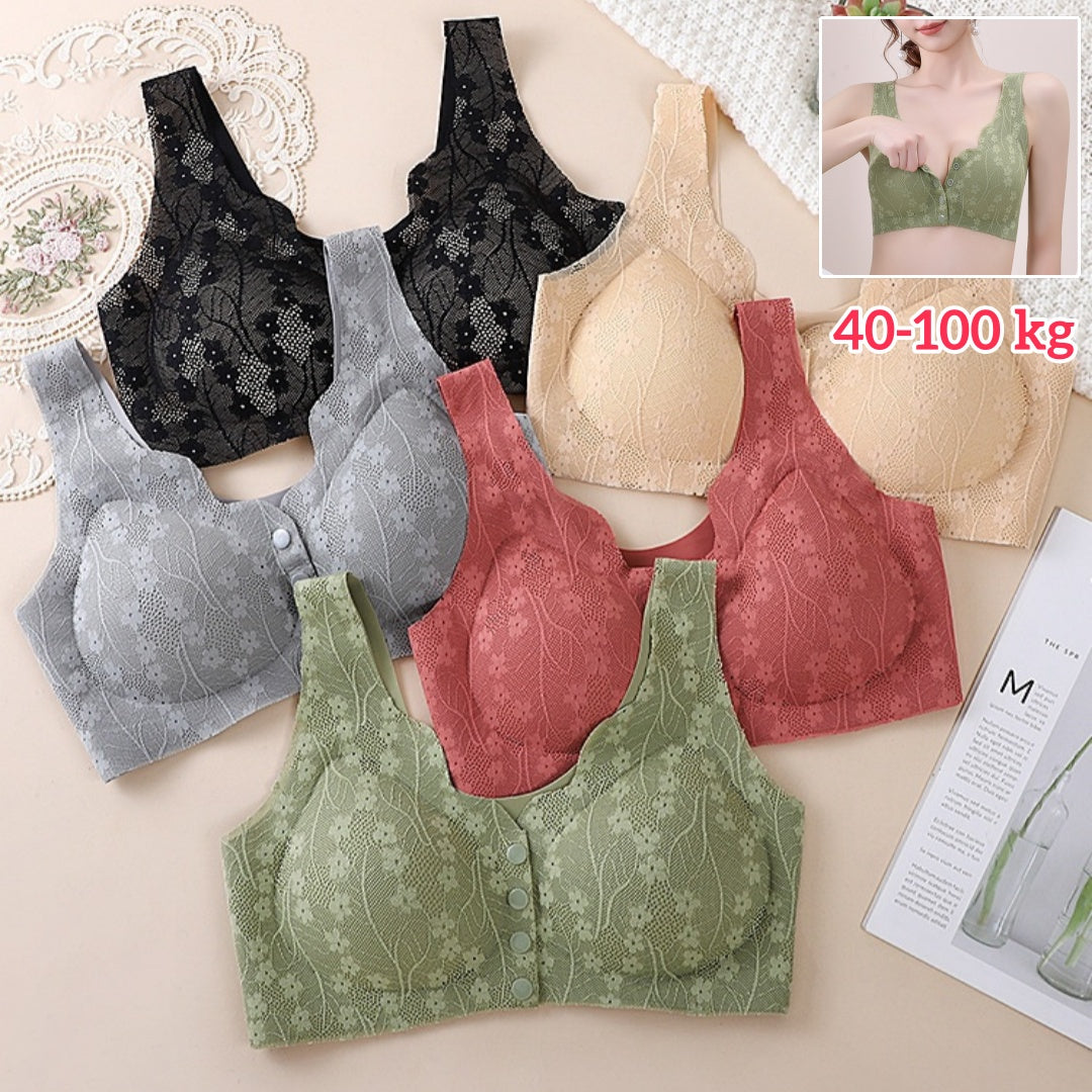 😍Compra 1 y llévate 1 gratis❤️【40-100 kg】2026 Nuevo sujetador de cierre frontal sin aros para mujer, tirantes sin costuras, push-up y antiflacidez-