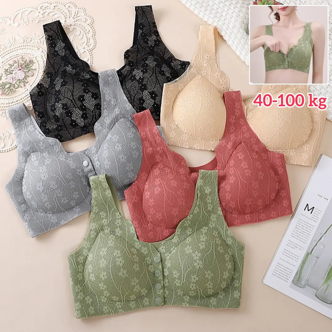 😍【Compra 1 y llévate 1 gratis】❤️【40-100 kg】2026 Nuevo sujetador de cierre frontal sin aros para mujer, tirantes sin costuras, push-up y antiflacidez