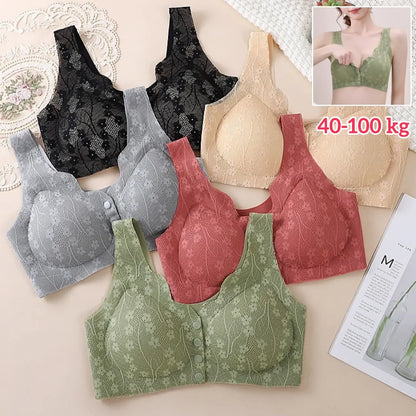 😍【Compra 1 y llévate 1 gratis】❤️【40-100 kg】2026 Nuevo sujetador de cierre frontal sin aros para mujer, tirantes sin costuras, push-up y antiflacidez