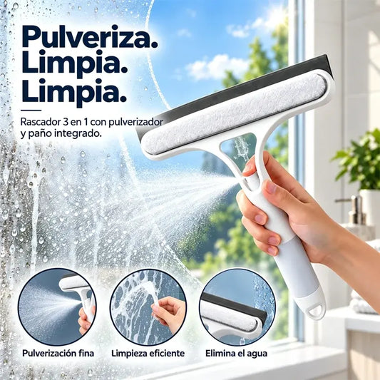 Compra uno y llévate otro gratis 🧼 Limpiacristales 3 en 1 | Limpiacristales con rasqueta y cepillo: apto para ventanas, espejos y mamparas de ducha.