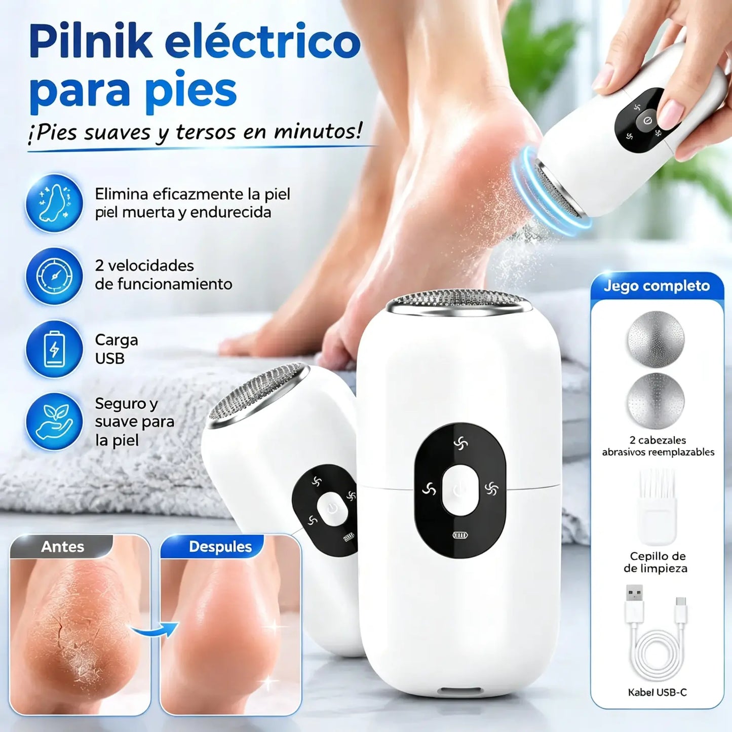 Nueva rueda eléctrica compacta 5 en 1 para pedicura automática.