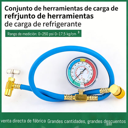 🔧❄️ Manguera de recarga de refrigerante AC R134a con manómetro – Antifugas, fácil de leer y compatible con coches, camiones o aire acondicionado doméstico – Recarga DIY segura 🚗