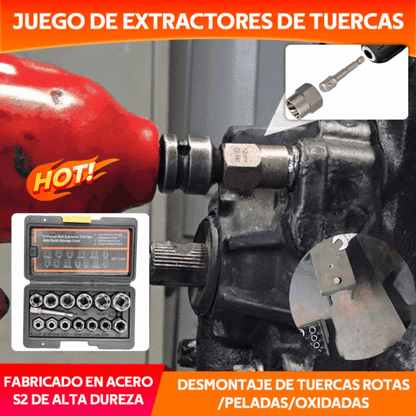 🔥Juego de extractores de tuercas de 14 piezas, kit de herramientas para quitar tornillos y tuercas rotos.