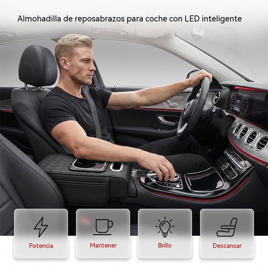 【30% OFF】Almohadilla multifuncional para reposabrazos de coche con luz ambiental LED.