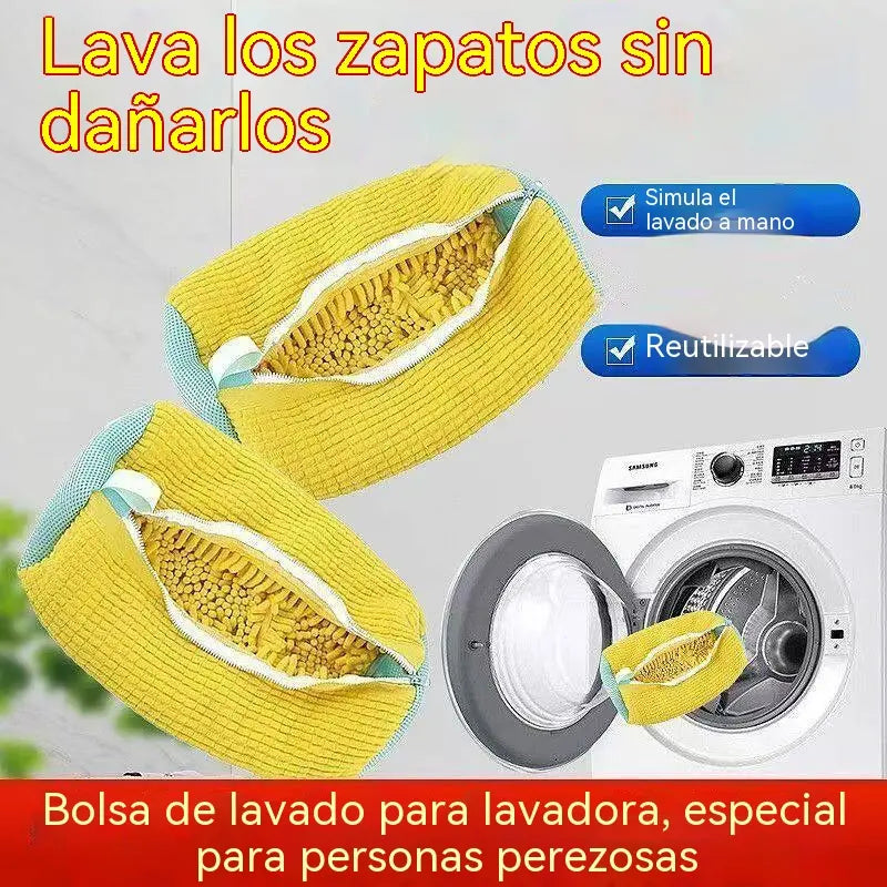 【2 pieza】Bolsa especial para lavar zapatos en lavadoras, para un lavado y cuidado totalmente automáticos, reforzada para evitar deformaciones.