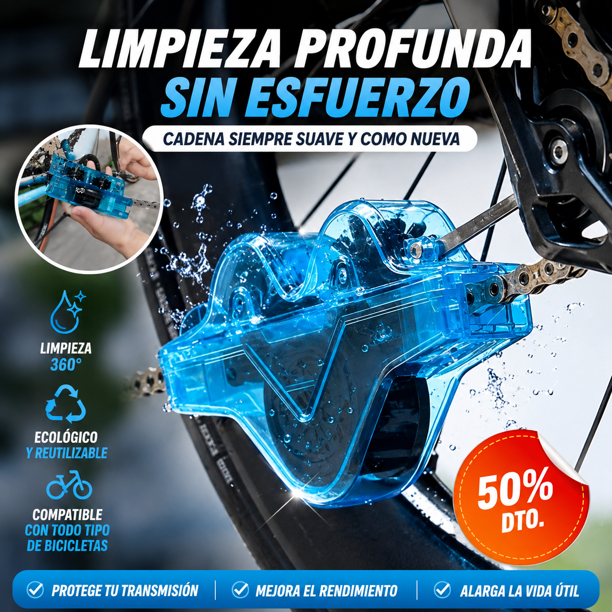 📢📢 ¡50% de descuento! ⏰ Cepillo para limpiar la cadena de la bicicleta