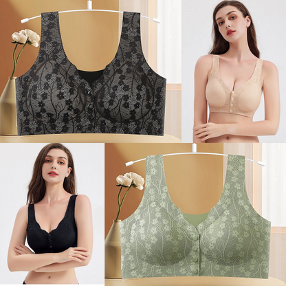 【49% de descuento】【Paquete de 2】Sujetador sin aros para mujer, cierre frontal 【40-100 kg】