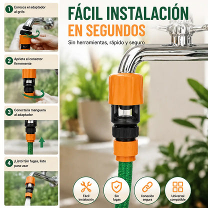 🎉¡Descuento por tiempo limitado! 🚿🌿Adaptador de grifo a manguera para jardín, balcón y coche | Fácil instalación | Sin fugas | Naranja/Verde✨🚿