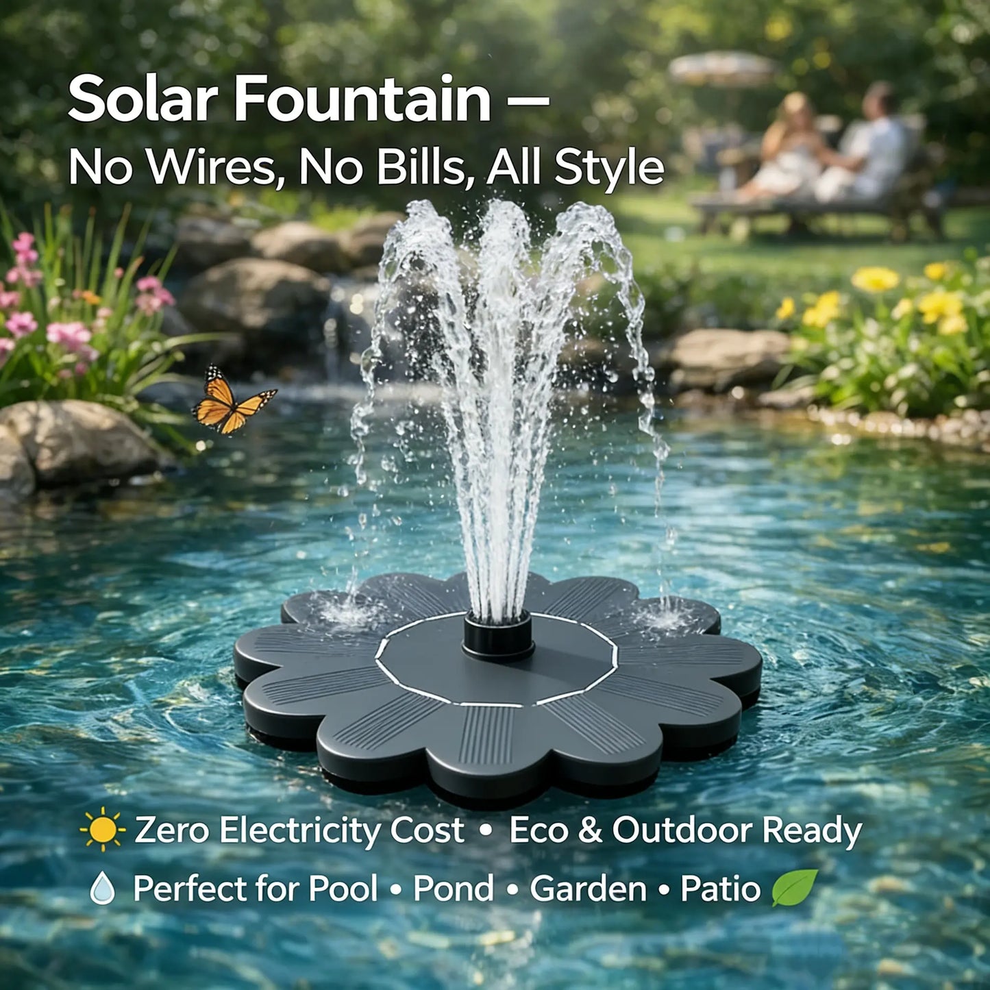 Bomba de fuente solar flotante: bomba de agua de alta eficiencia compatible con múltiples patrones de chorro.