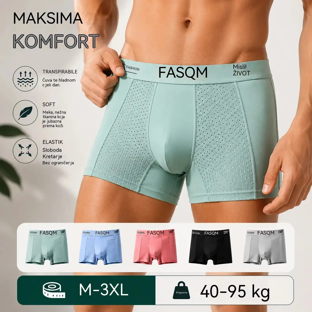 💥👍【Kupite 3, dobijte 3 gratis】【L-4XL】Muške prozračne mrežaste bokserice Ice Silk