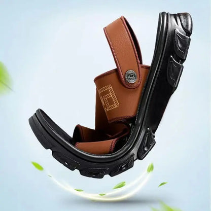 🐂【38-47】Nuevas sandalias de playa de cuero con suela gruesa para hombre