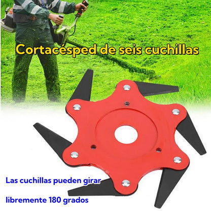 🌿🌿[Oferta especial de último día] Cuchilla multifuncional universal de seis hojas para cortacésped, accesorio para recortar el césped
