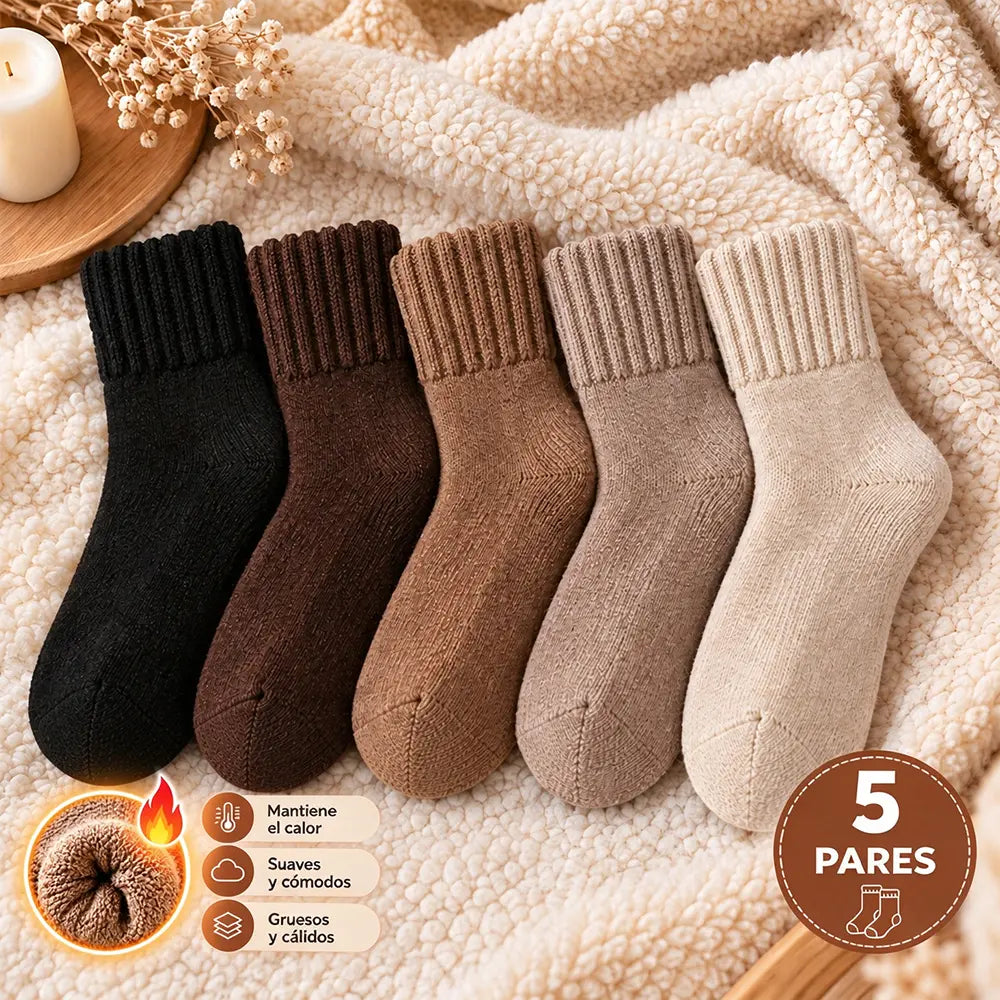 🧦🍂 Calcetines Cálidos para Mujer de Invierno | Calcetines Gruesos de Felpa con Forro Suave, Absorbentes y Combinables