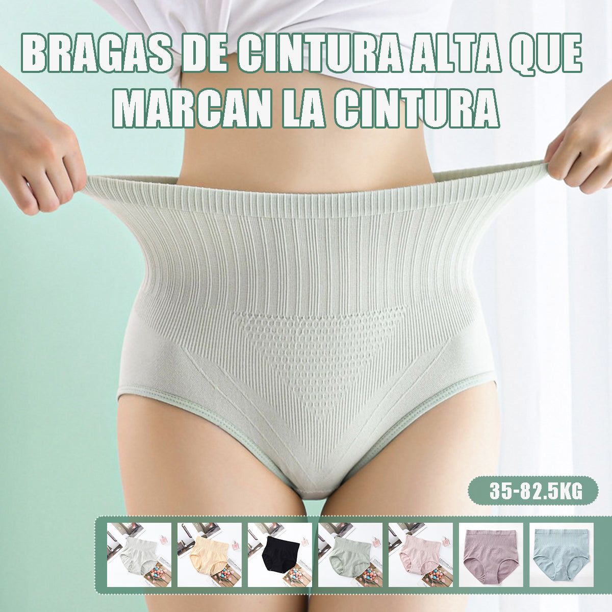 ✨Último día con 50 % de descuento: 🔥7 piezas【M-XL】bragas antibacterianas impermeables de cintura alta