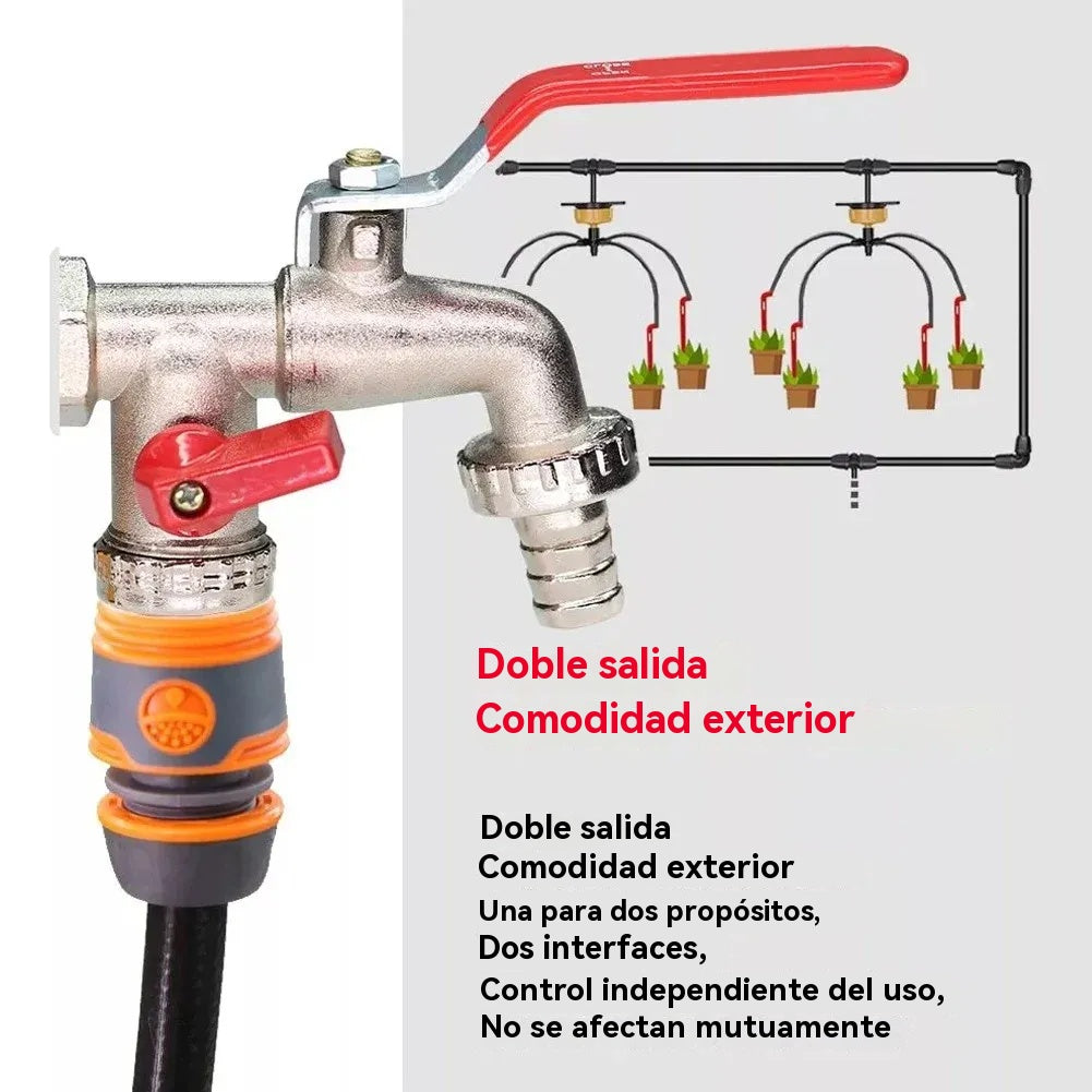 🔥Doble salida para uso exterior | Válvula antirretorno integrada y latón antihielo (UKCA/CE)🚰