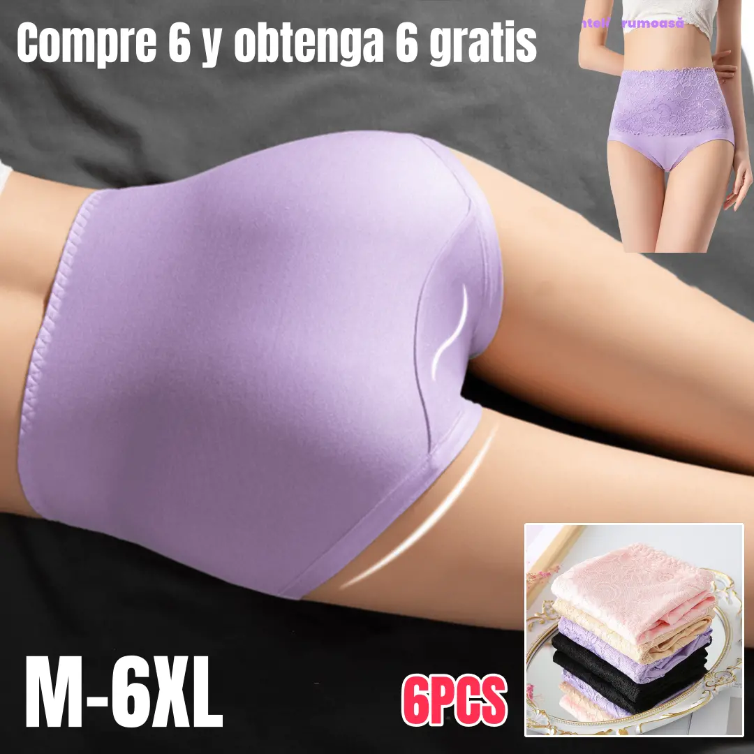 🔥¡Solo 4.5 € por pieza! 6 piezas 27 Euros✨Bragas de cintura alta ultra elásticas y transpirables – realzan glúteos y moldean el abdomen sin apretar💥