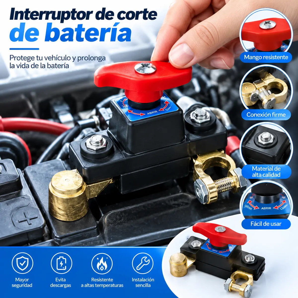 【Universal 12/24V】 Nuevo interruptor de corte de energía para batería de automóvil, protección contra fugas, protector de cuchilla de corte de energía total del vehículo