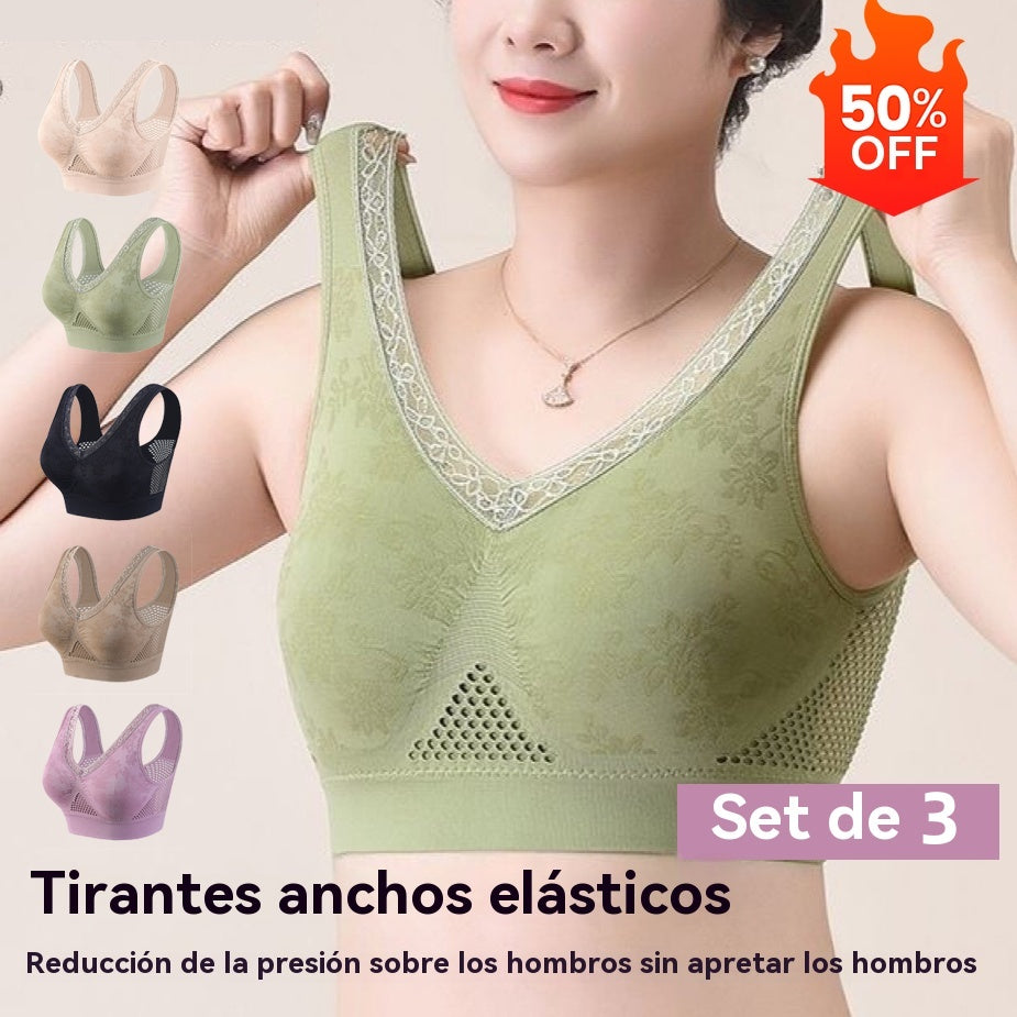 😍M-3XL【Paquete de 3】Nuevo sujetador deportivo para mujer, con sujeción integral, alta elasticidad, transpirable y cómodo.❤️【40-95 kg】