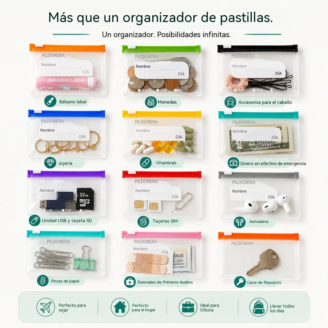Organizador multifuncional de silicona: ¡Pastillas, joyas y monedas, todo perfectamente organizado en un solo lugar! 💎✨