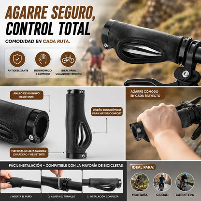 🚴 ¡50% OFF! Puños Ergonómicos Antivibración para Bicicleta con Apoyo de Palma 🔥