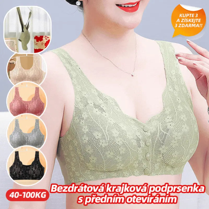 【4 piezas】【M-4XL】2026 Nuevo sujetador de cierre frontal sin aros para mujer, tirantes sin costuras, push-up y antiflacidez【40-100 kg】