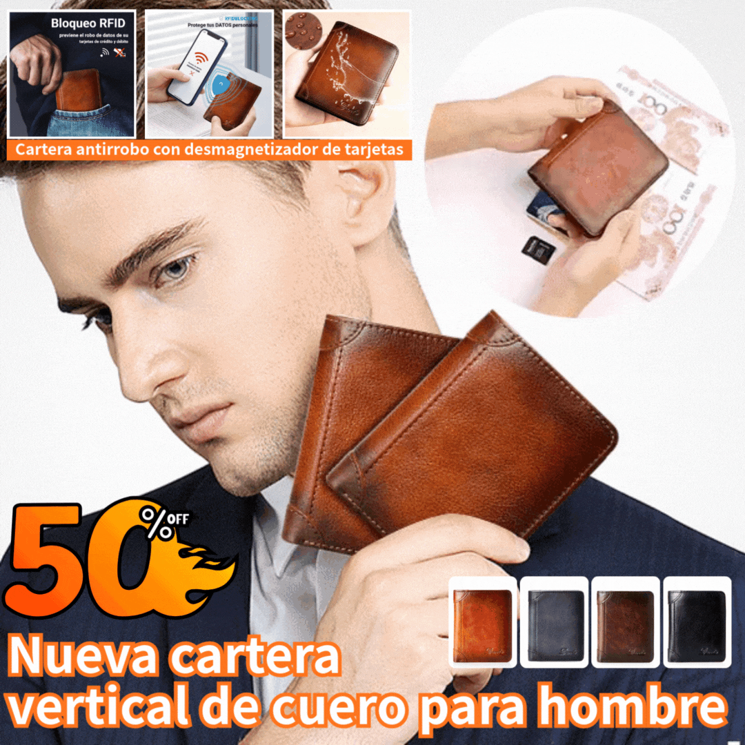 ✨ Nueva cartera antirrobo de cuero genuino para hombre