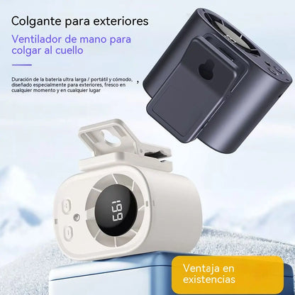 🌀 Ventilador manos libres con pantalla LED, clip integrado y 199 niveles de ajuste