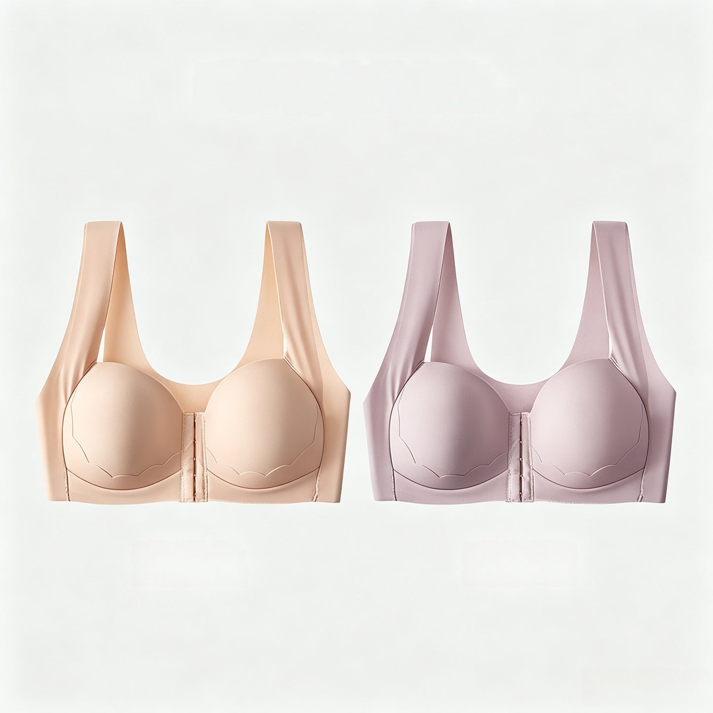 【Juego de 2 piezas】[S-2XL】Sujetador de tallas grandes para mujer, con efecto *push-up* y reductor, que ofrece una gran sujeción y copas moldeadas sin costuras【40-90kg】