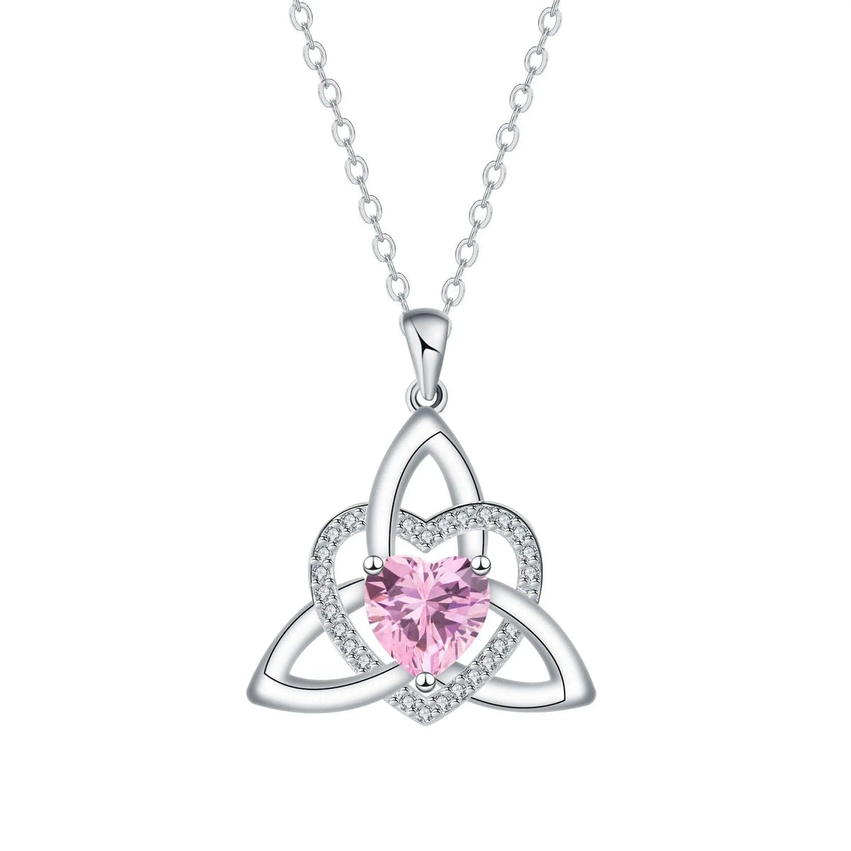 ⏳Oferta por tiempo limitado⏰ Collar de corazón con nudo de la Trinidad celta y piedra de nacimiento✨ Colgante de corazón con nudo de la Trinidad celta y piedra de nacimiento