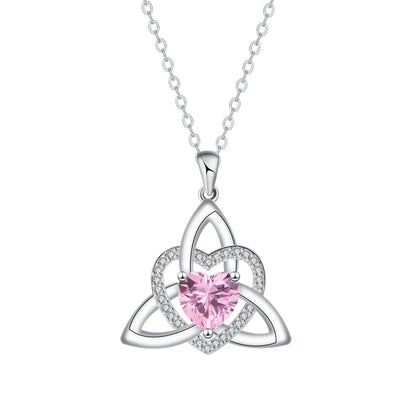 ⏳Oferta por tiempo limitado⏰ Collar de corazón con nudo de la Trinidad celta y piedra de nacimiento✨ Colgante de corazón con nudo de la Trinidad celta y piedra de nacimiento