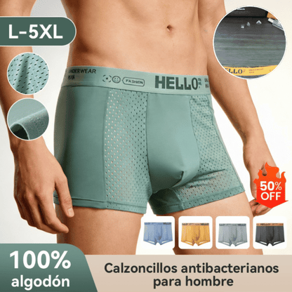 🔥【6 piezas】🛡️🧊 Bóxer de seda de hielo para hombre con malla transpirable【40-90KG】