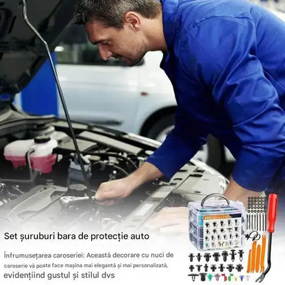 🔥🔥【680 piezas + herramientas de 6 pulgadas + juego de cuatro piezas + almohadilla de esponja + brida】🧰🛠️Juego de hebillas de plástico para tornillos de expansión automotrices