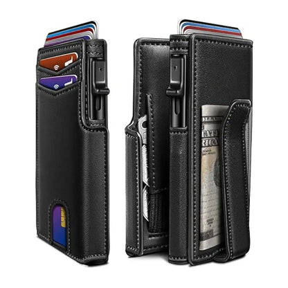 Nueva cartera antirrobo RFID para hombre con bolsillo con clip, ventana transparente, caja de aluminio de gran capacidad, tarjetero y funda para tarjetas.