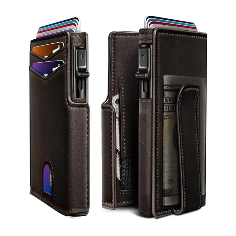 Nueva cartera antirrobo RFID para hombre con bolsillo con clip, ventana transparente, caja de aluminio de gran capacidad, tarjetero y funda para tarjetas.