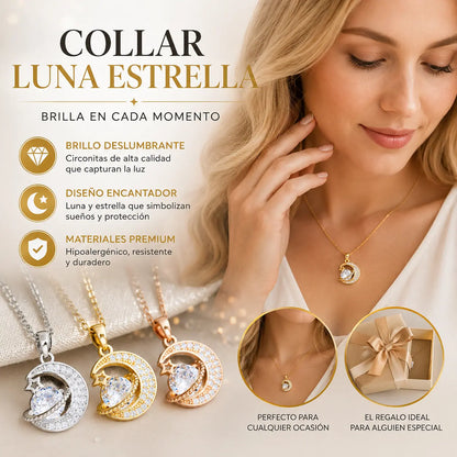 Nuevo collar con colgante de luna de alta gama / engastado con piedras preciosas brillantes / diseño romántico y moderno, ideal para usar a diario**