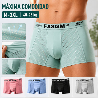 【Compre 3 y obtenga 3 gratis】【L-4XL】Calzoncillos bóxer de malla transpirable de seda helada para hombre
