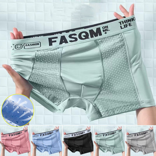 💥👍Calzoncillos bóxer de malla transpirable de seda helada para hombre