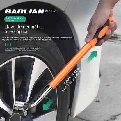 【llave inglesa + dado】Llave telescópica para neumáticos, rango telescópico de 35 a 53 cm, cabeza hexagonal, herramienta profesional para la reparación de automóviles.