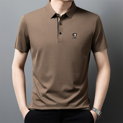 【M-4XL】Verano 2026 Nuevo polo casual con solapa de media manga de seda helada
