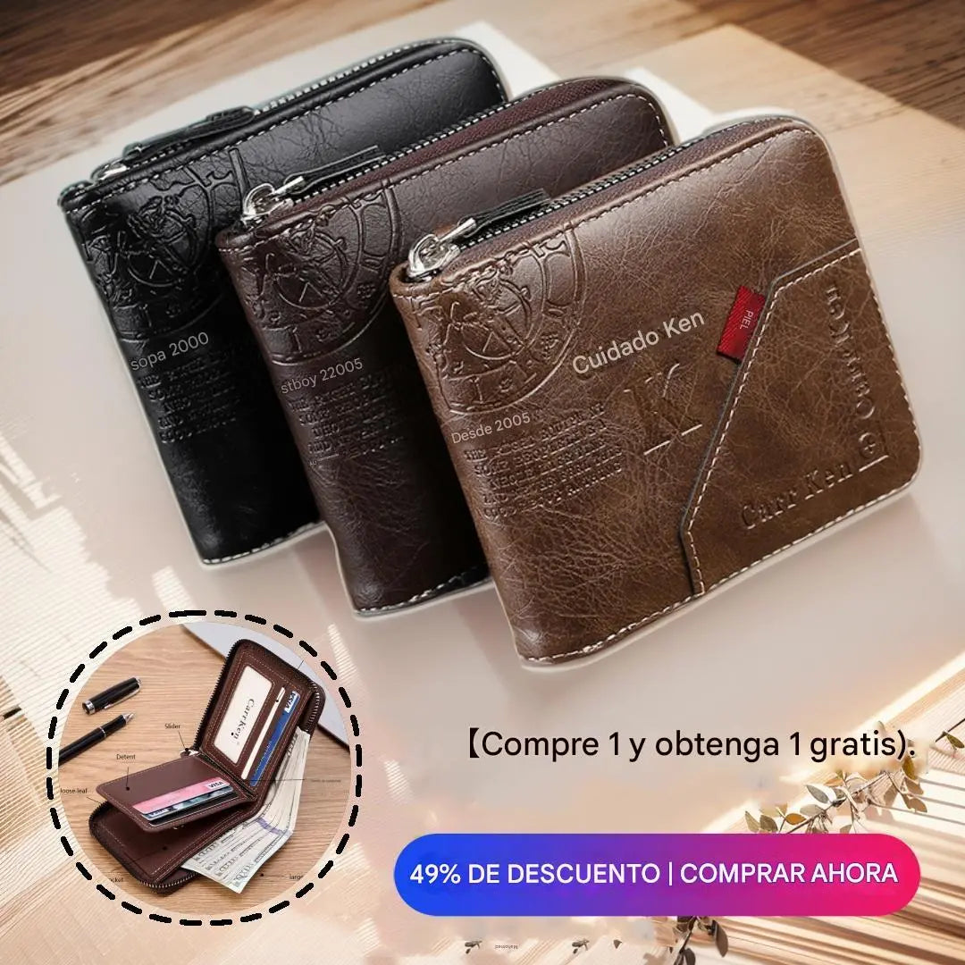 💰Cartera con cremallera estilo retro, compacta y de gran capacidad.