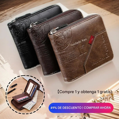 💰Cartera con cremallera estilo retro, compacta y de gran capacidad.