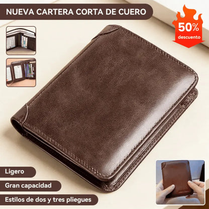 🐂✨ Nueva cartera de cuero genuino para hombre con sistema antirrobo