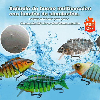 🔥【5 pieza】🎣🐟Cebo biomimético multisegmento para peces