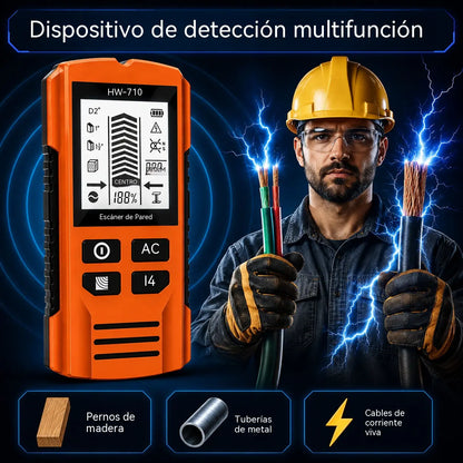 Detector multifuncional de metal, madera y cables; localiza de forma segura y precisa tuberías y cables ocultos.