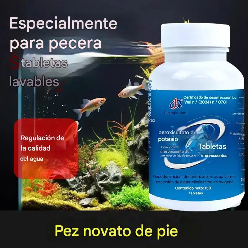 【150 cápsulas】Tabletas efervescentes para la limpieza del agua en acuarios y estanques