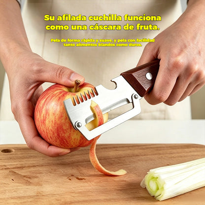 ✅Compra 1, llévate 1 gratis (dos artículos)🧅🔪 Pelador de cocina multifuncional 3 en 1: ¡Pela, pica verduras, corta carne y abre botellas! 🔥