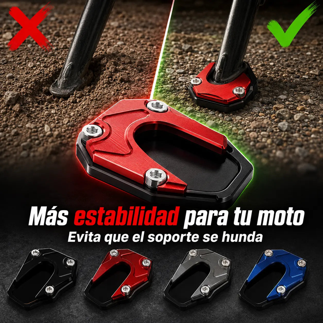 Soporte lateral de extensión para soporte de motocicleta