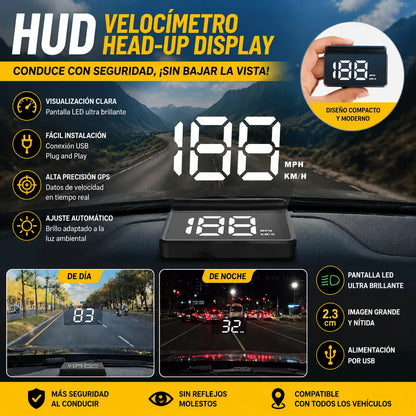 🚗[Navegación GPS y aviso de radares de velocidad] Nuevo velocímetro y tacómetro GPS con pantalla HUD