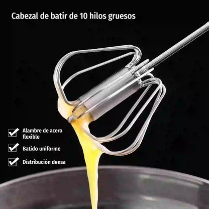 24€【 Conjunto de 2 piezas】Batidor de huevos semiautomático de acero inoxidable
