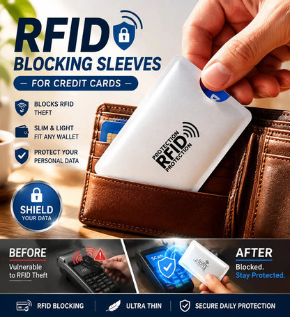 【8 piezas】🔒 8 Fundas con Bloqueo RFID para Tarjetas – Protección para Tarjetas Bancarias e Identificación